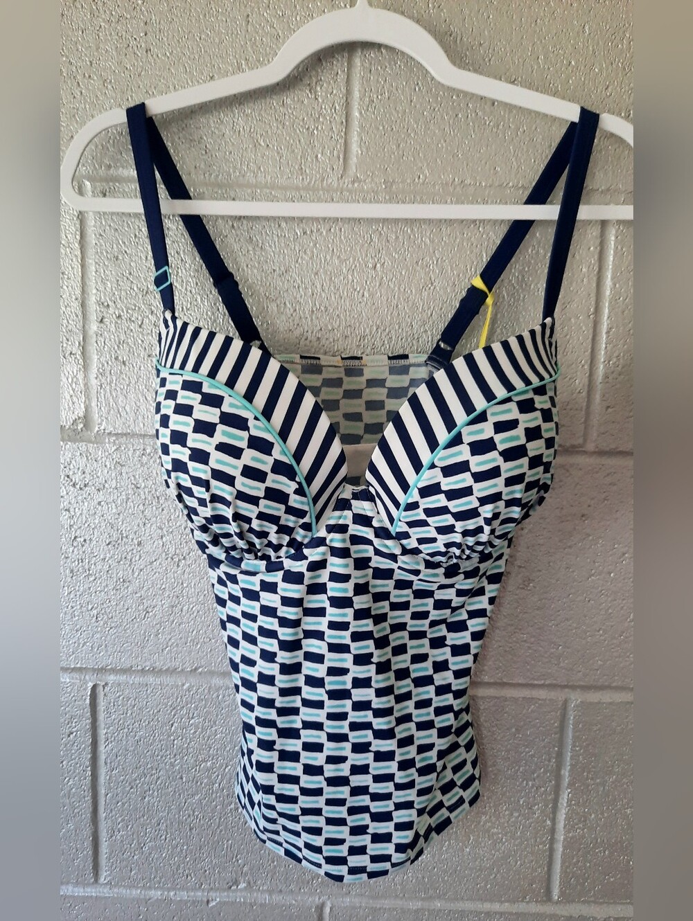 30G Cleo by Panache Lucille Navy Check Tankini Top - Women Swim NWT - Picture 3 of 7
